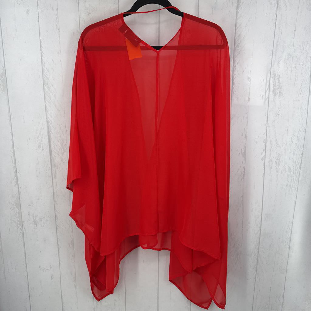 O/S semi-sheer ruana