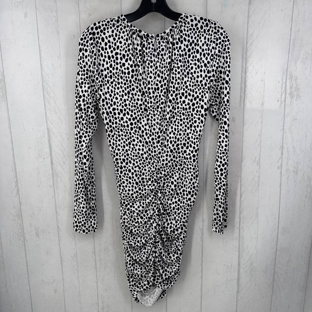 M animal print ruched sides l/s dress