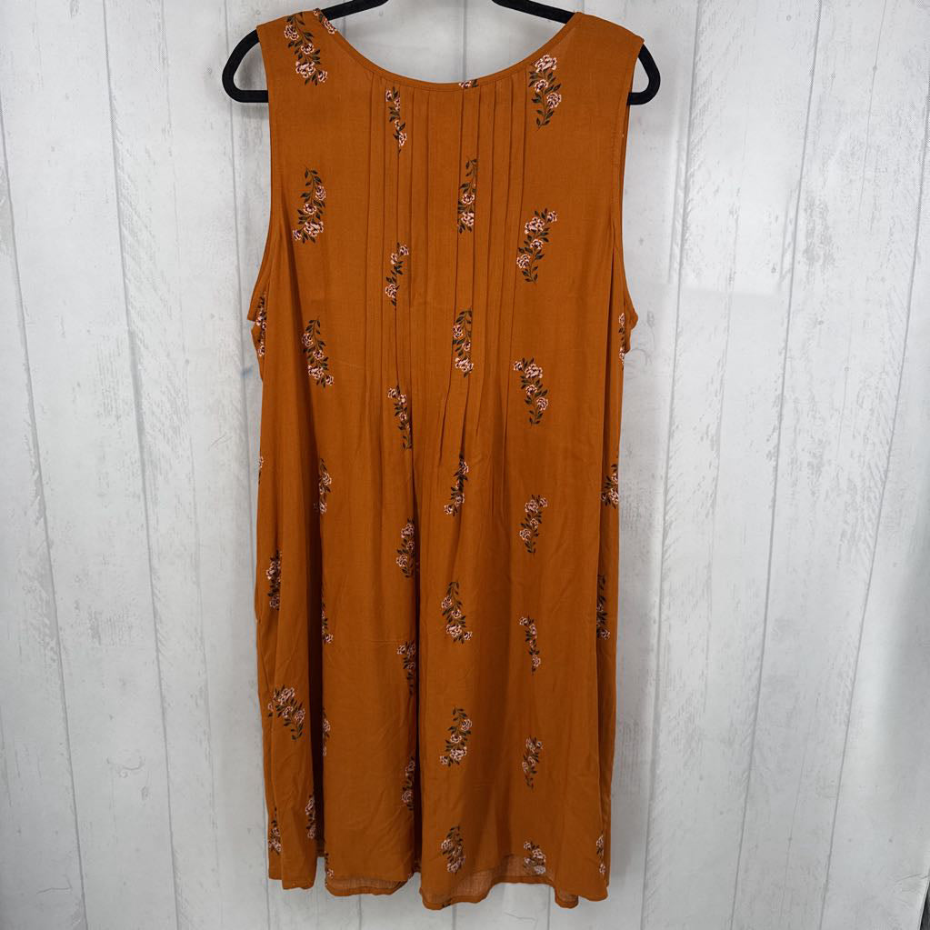XXL flo print v-neck slvls dress