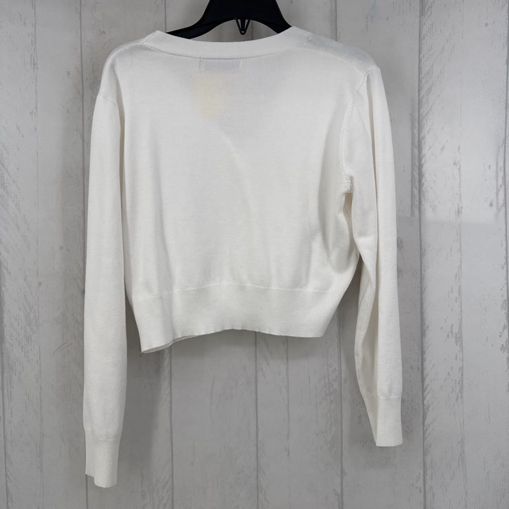 M button front cropped cardi