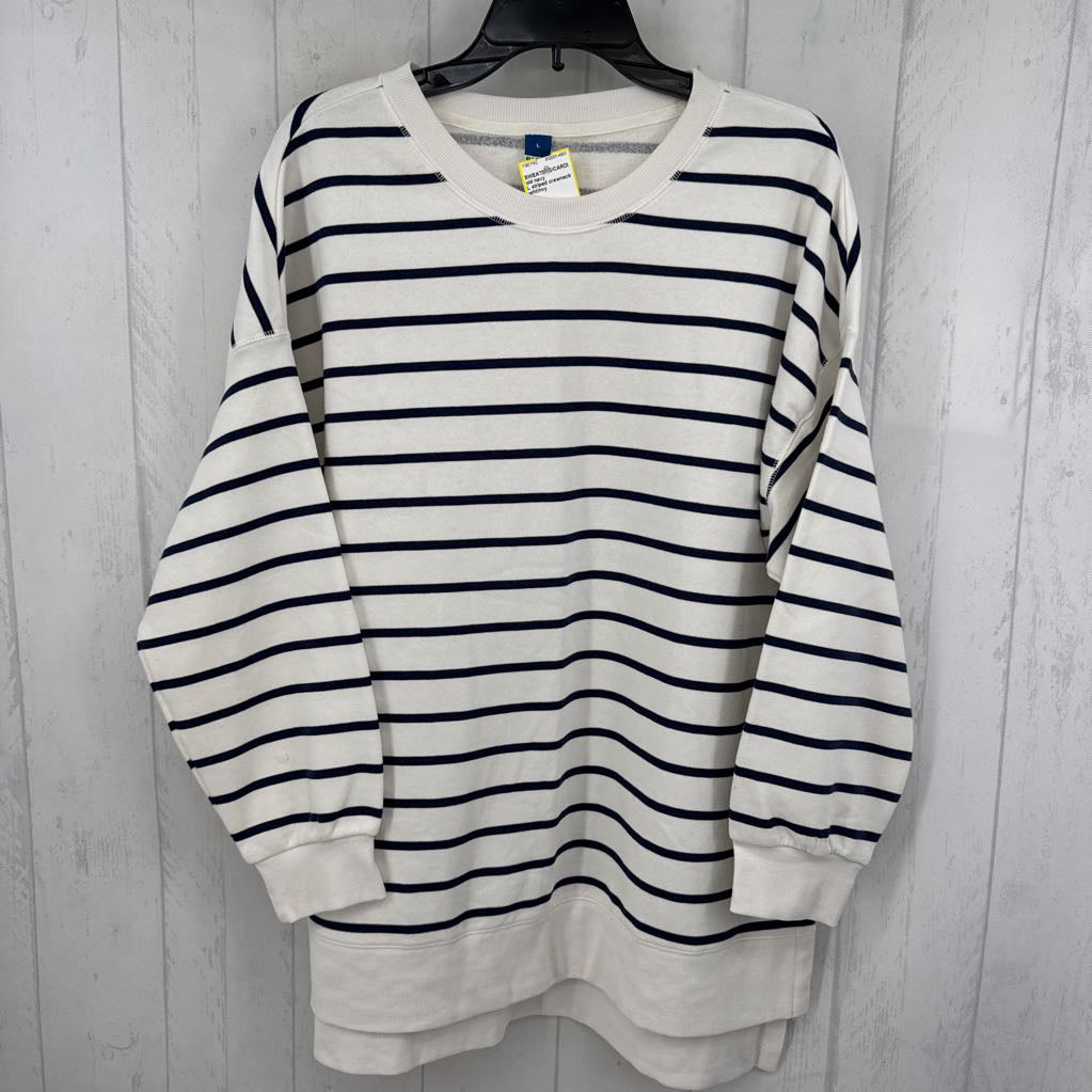 L striped crewneck sweatshirt