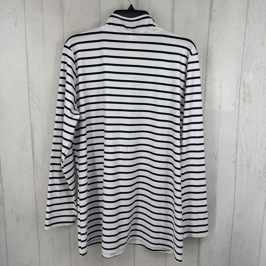 XL striped zip front l/s top