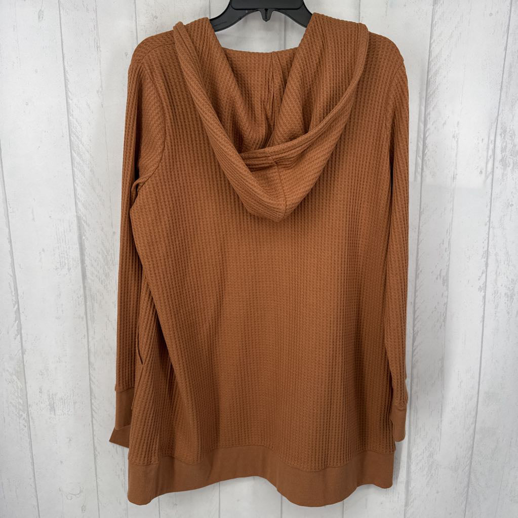 M waffle knit hooded cardi