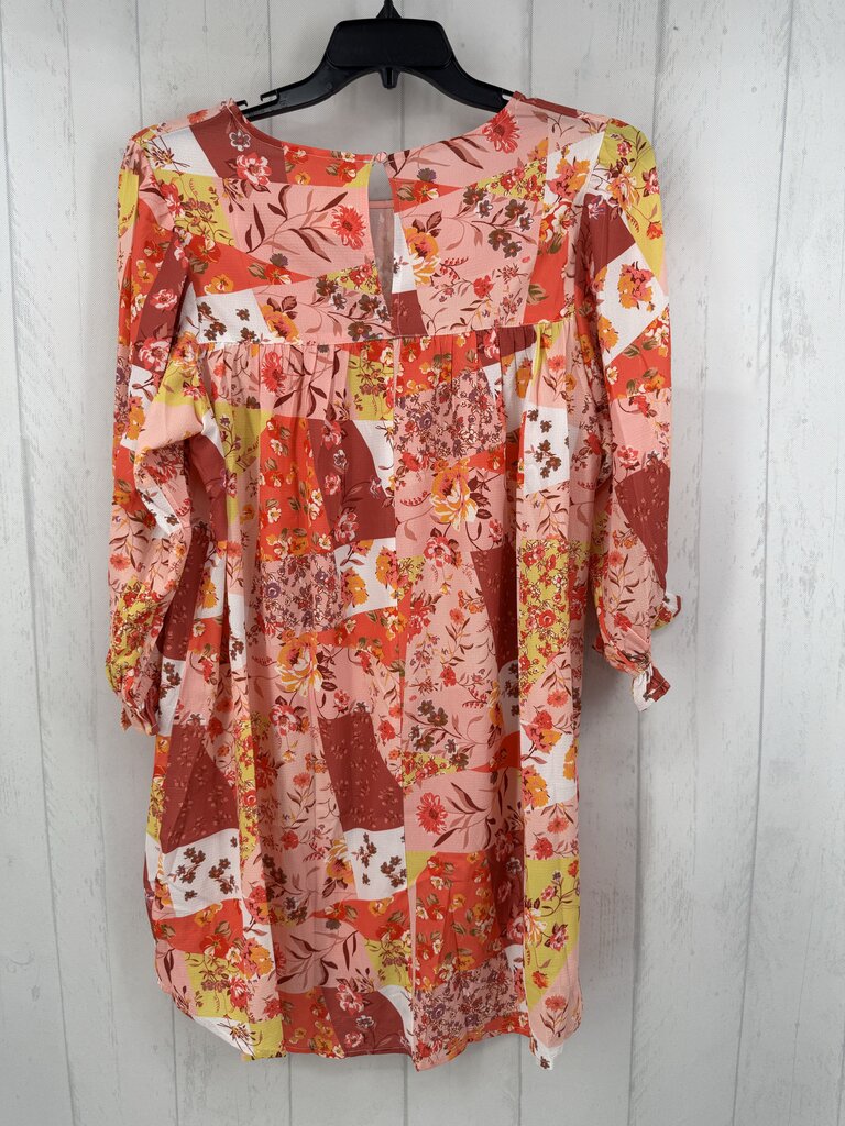 R68 L flo patchwork print l/s dress