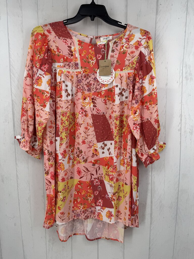 R68 L flo patchwork print l/s dress