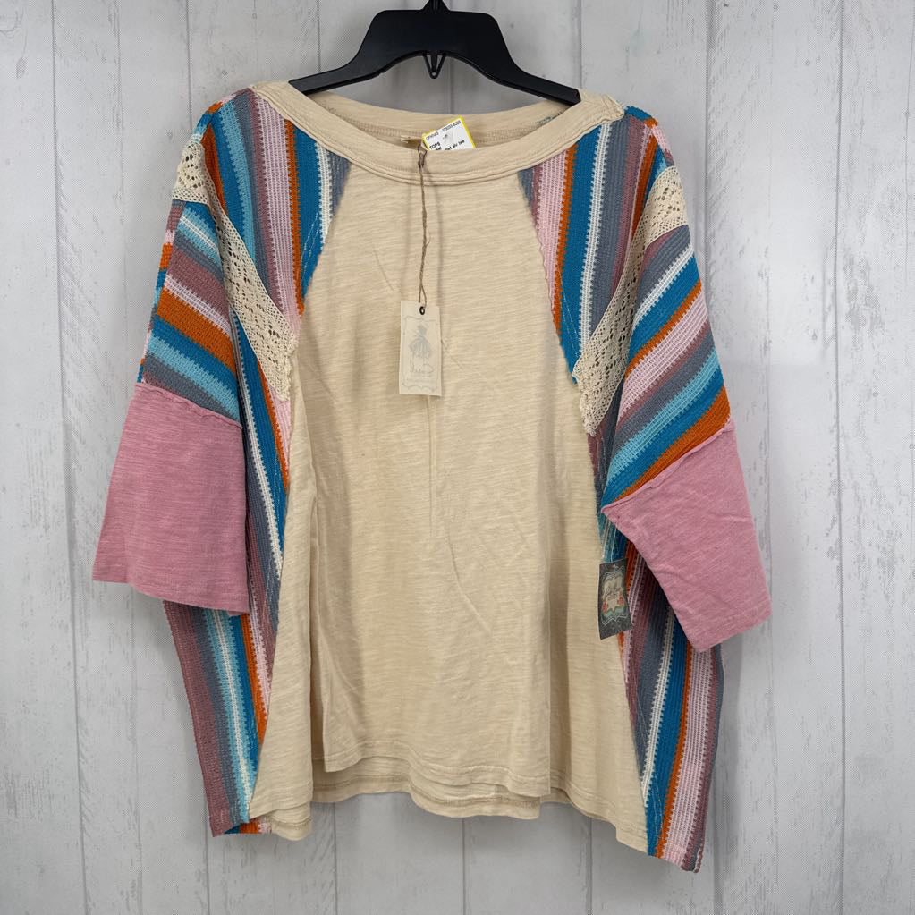 M crochet slv tee