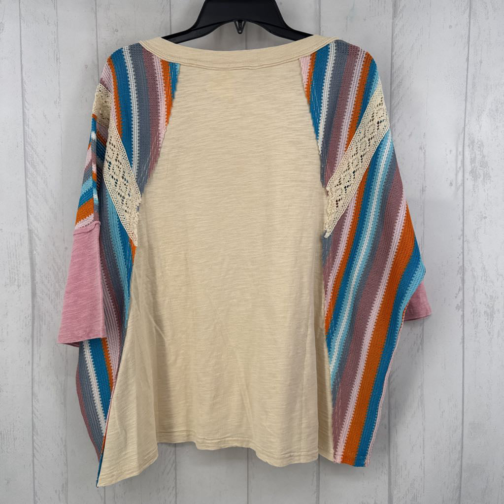M crochet slv tee