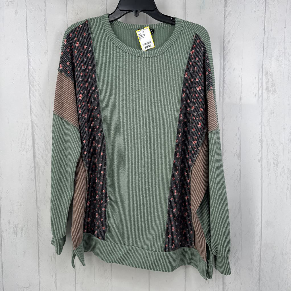 M textured colorblock l/s top