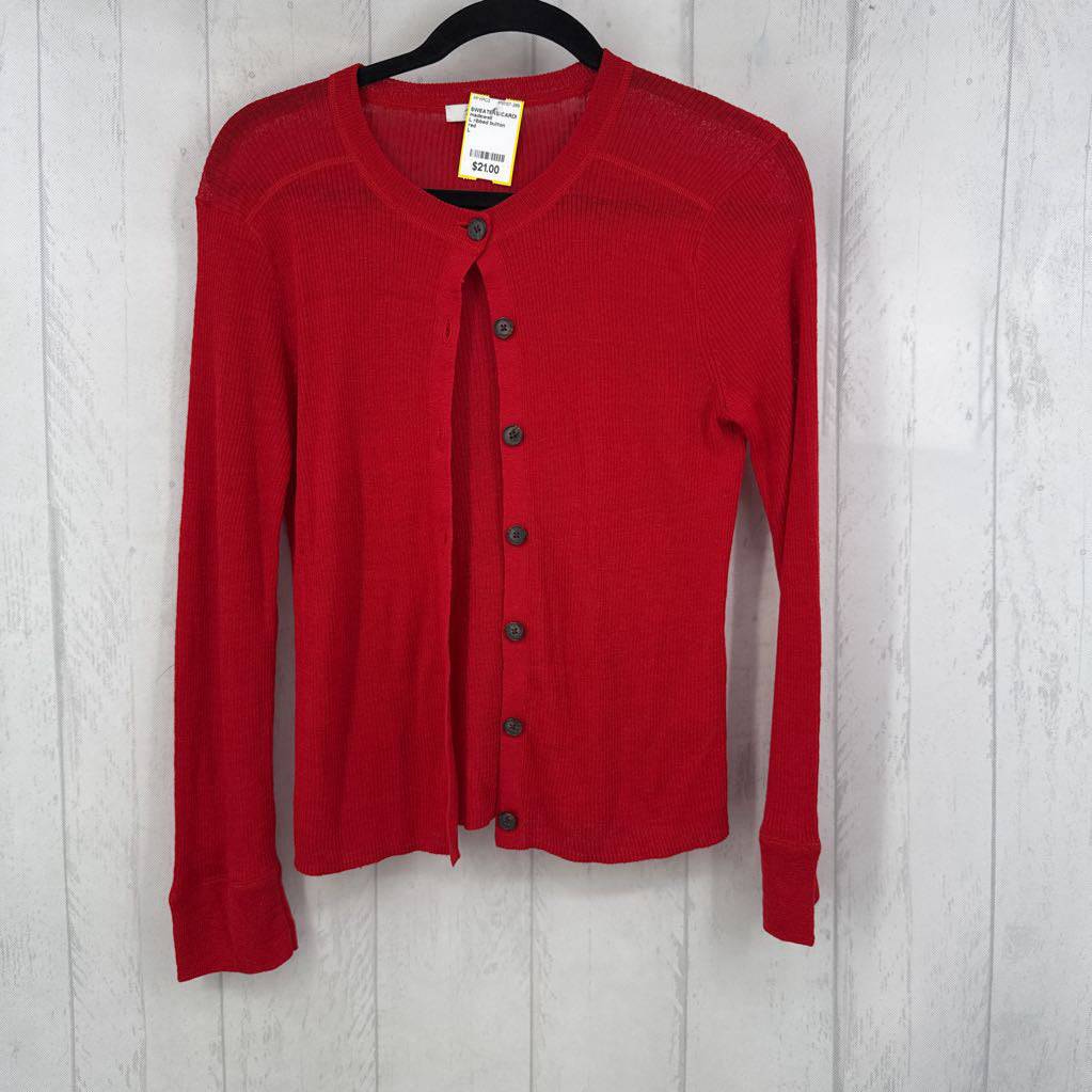 L ribbed button down cardi