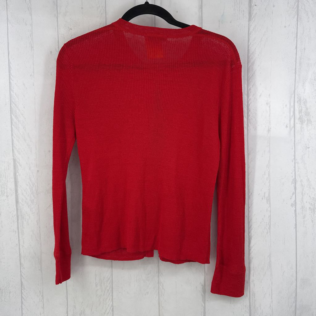 L ribbed button down cardi