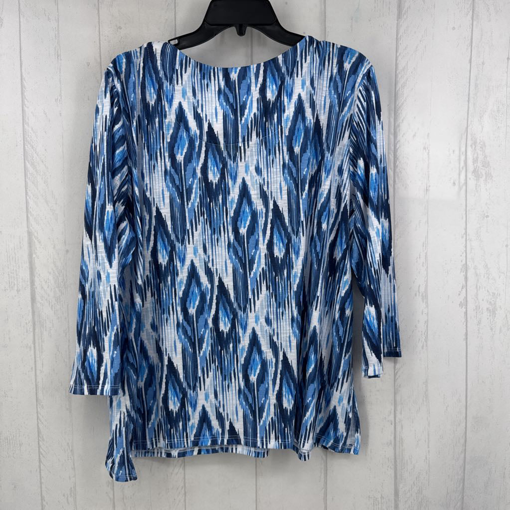 XL printed embelished 3/4 slv top