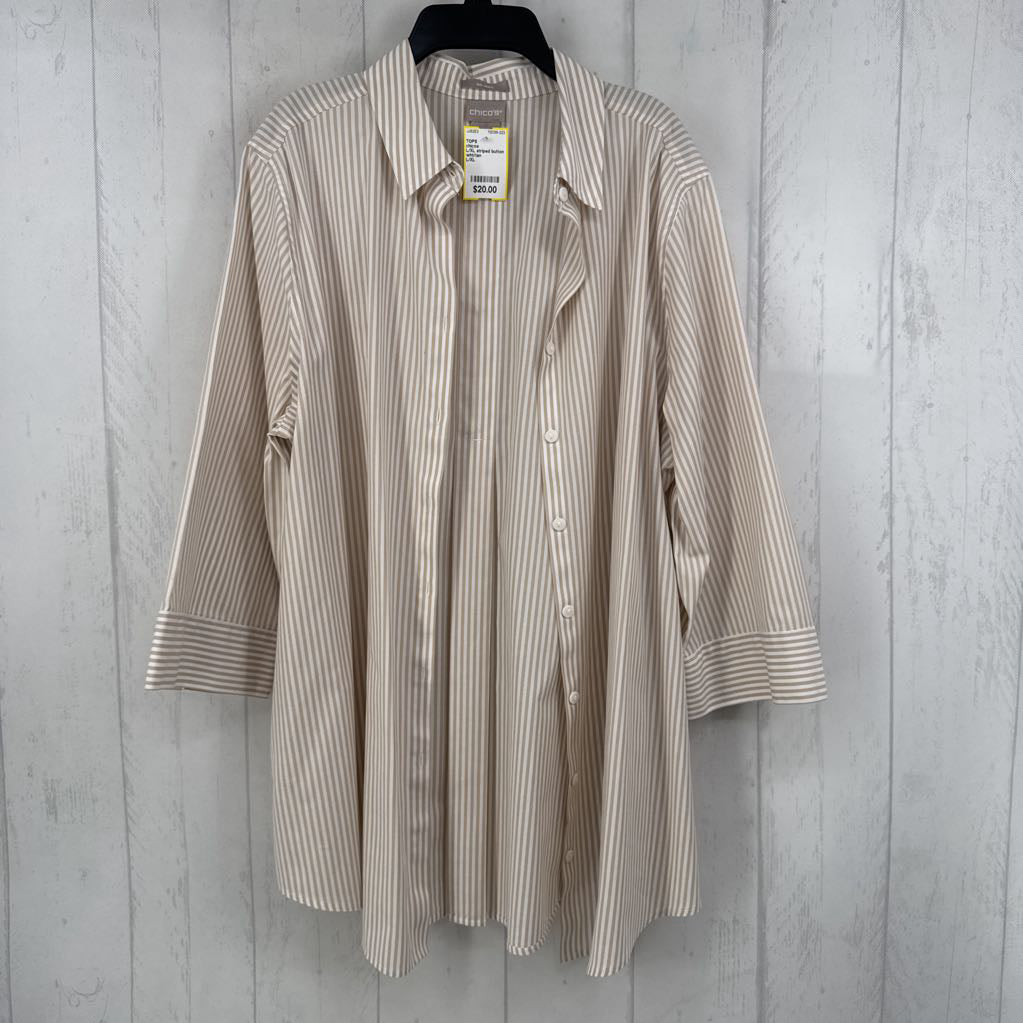 L/XL striped button down l/s top