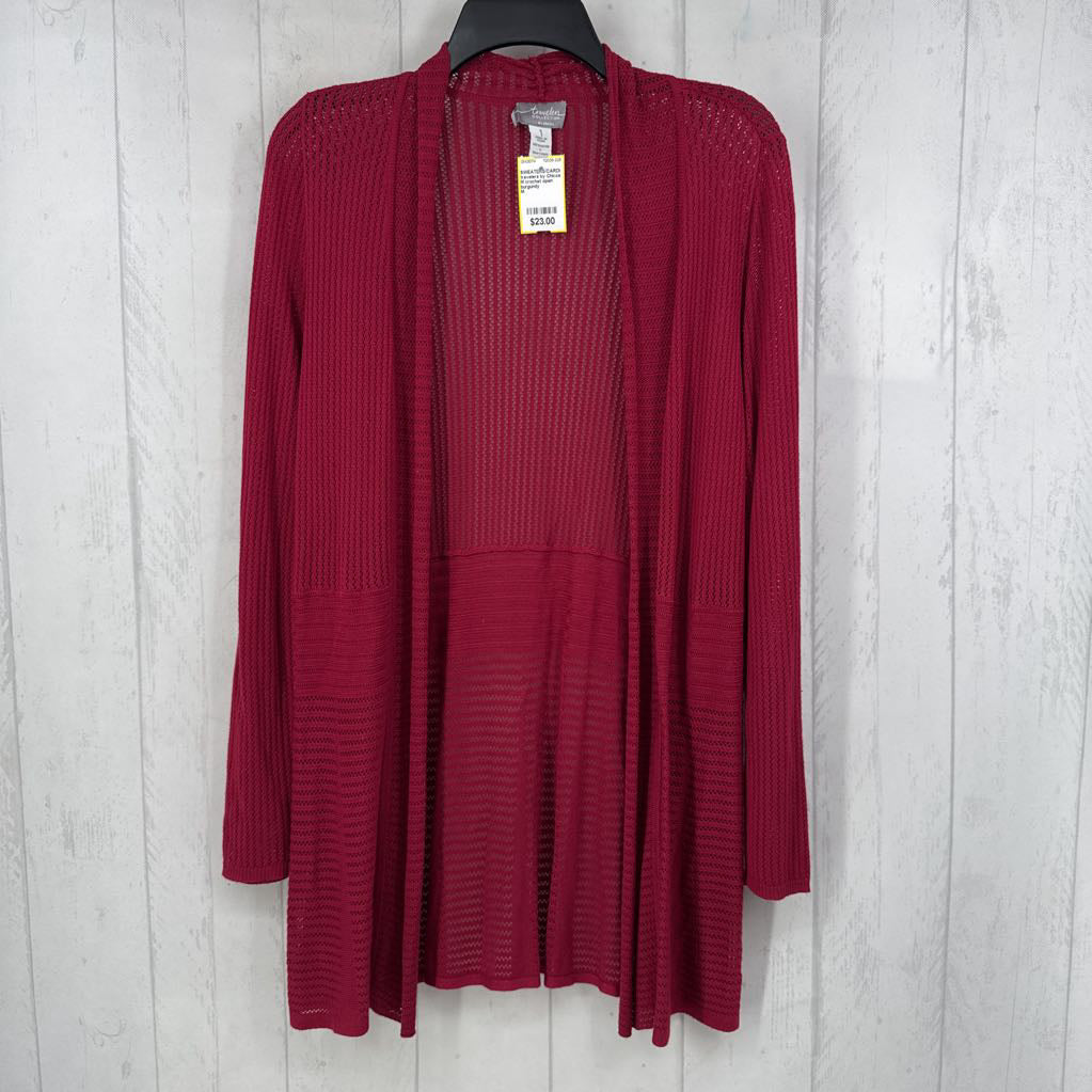 M crochet open front cardi