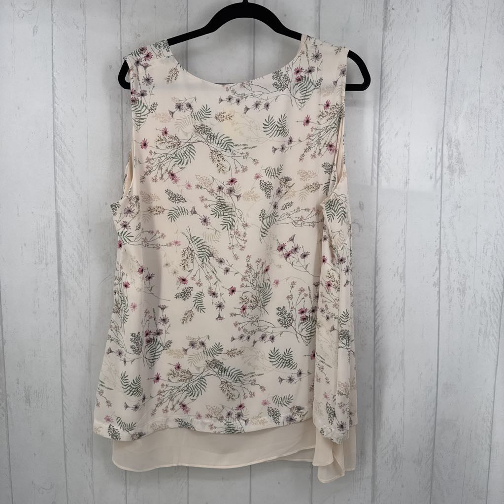 2X flo print v-neck flowy tank