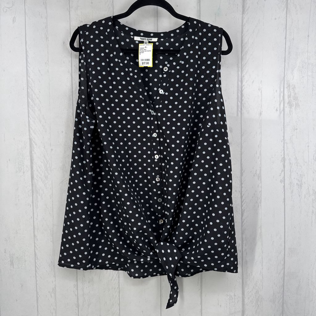 1X polka dot button down tank