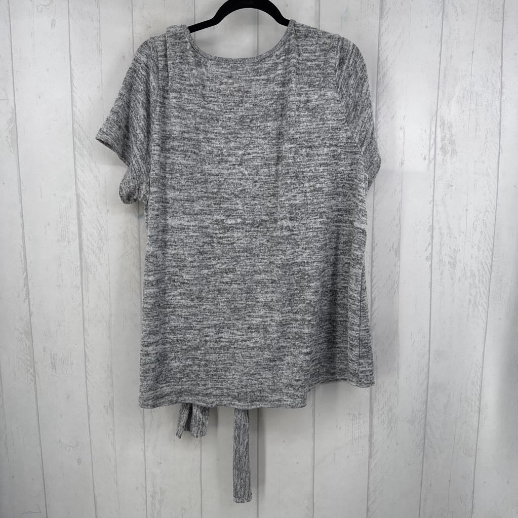 2XL marled ruched hem s/s top