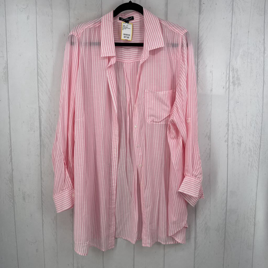 2X striped button down l/s top