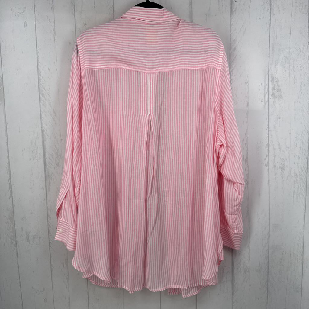 2X striped button down l/s top