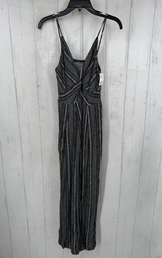 L striped gathered front slvls jumpsuit