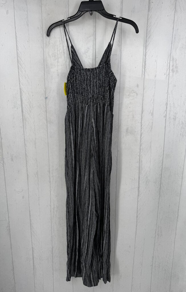 L striped gathered front slvls jumpsuit