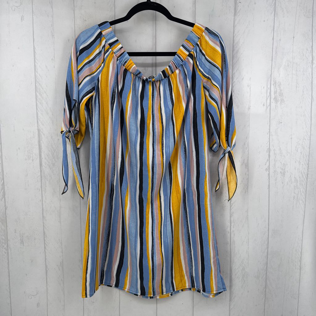 M striped off-the-shoulder dress