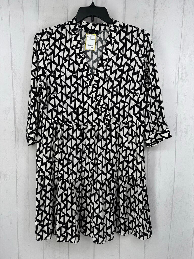 L printed crossover 3/4 slv dress