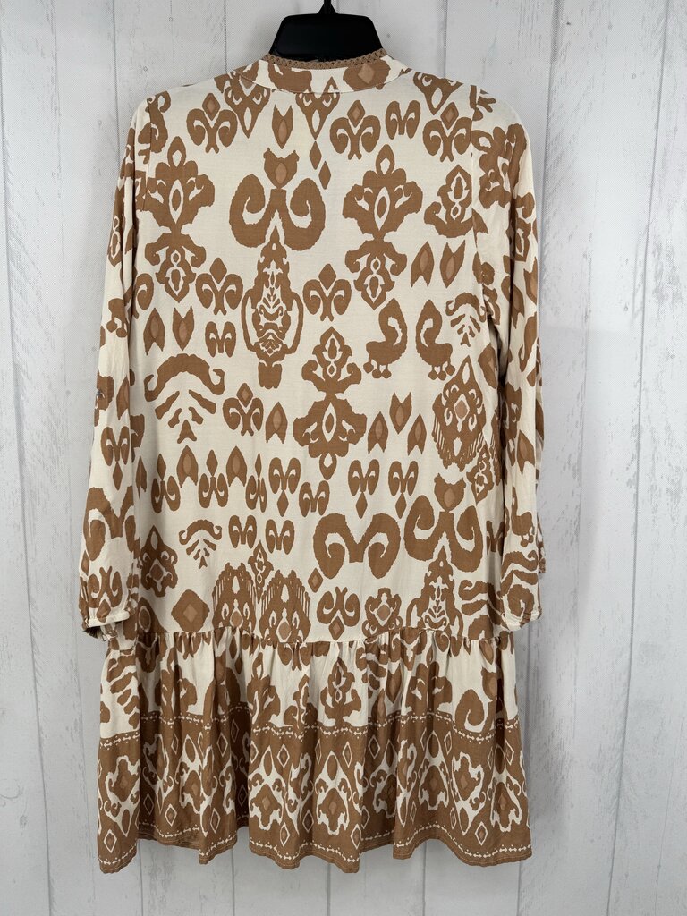 S printed button down l/s dress