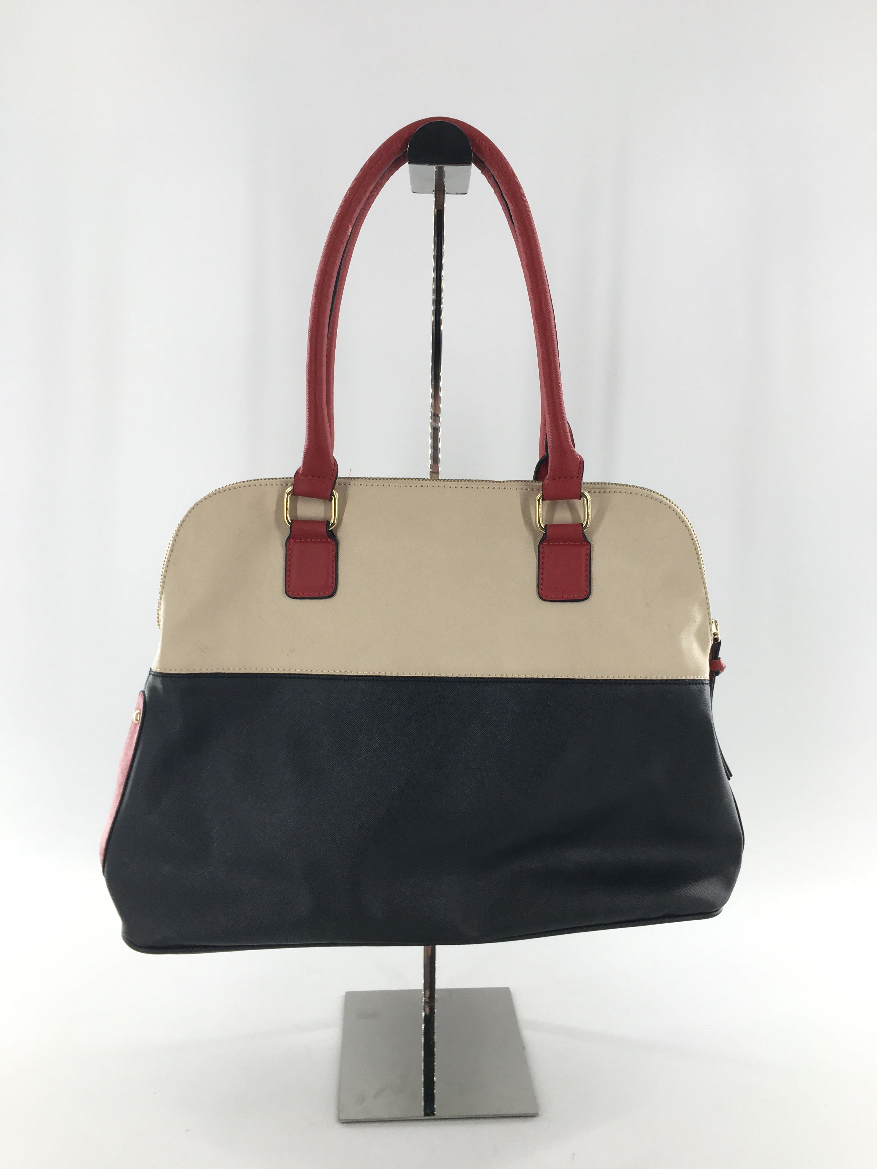 vegan leather colorblock handbag