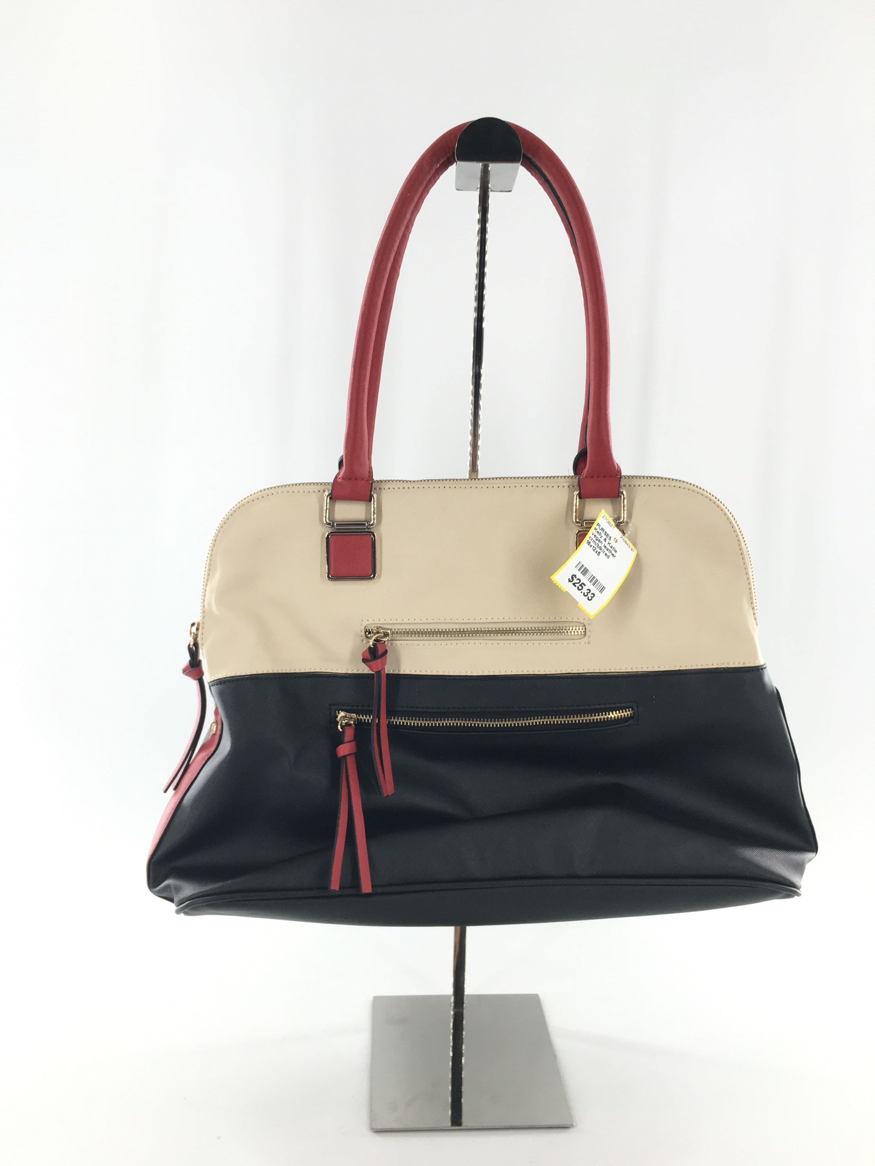 vegan leather colorblock handbag