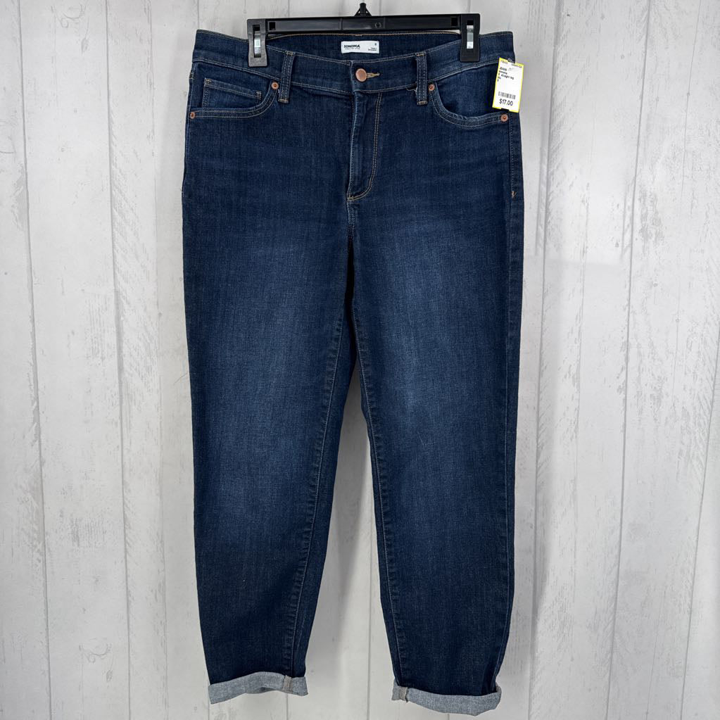 8 straight leg cuffed jean