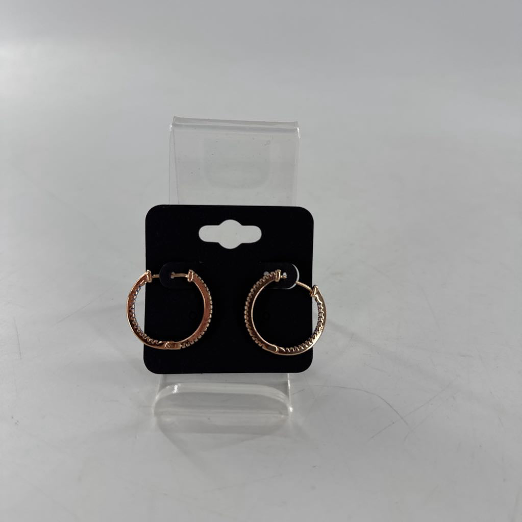 gold tone hoop earrings w/ blue stones