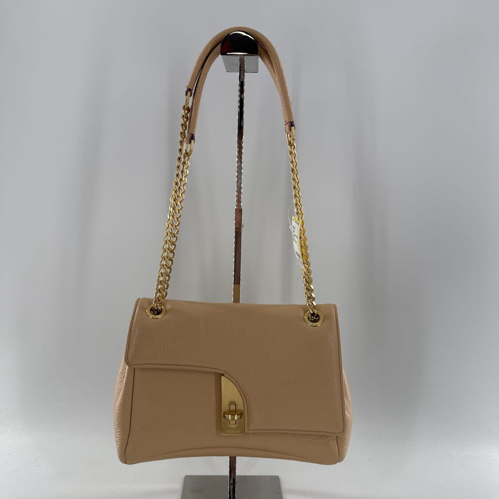 asymmetric flap turn lock closure chain-link strap shoulder bag
