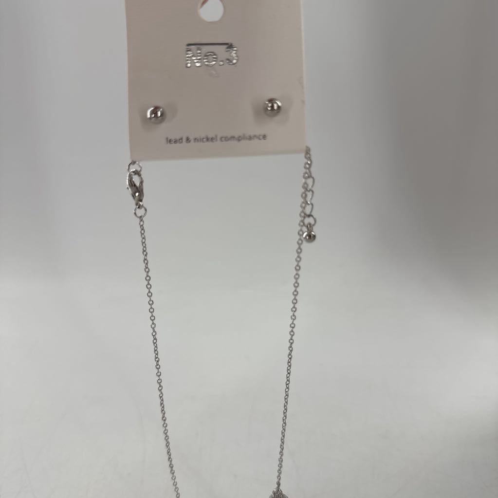 silver earrings & necklace w/ turquoise heart pendant
