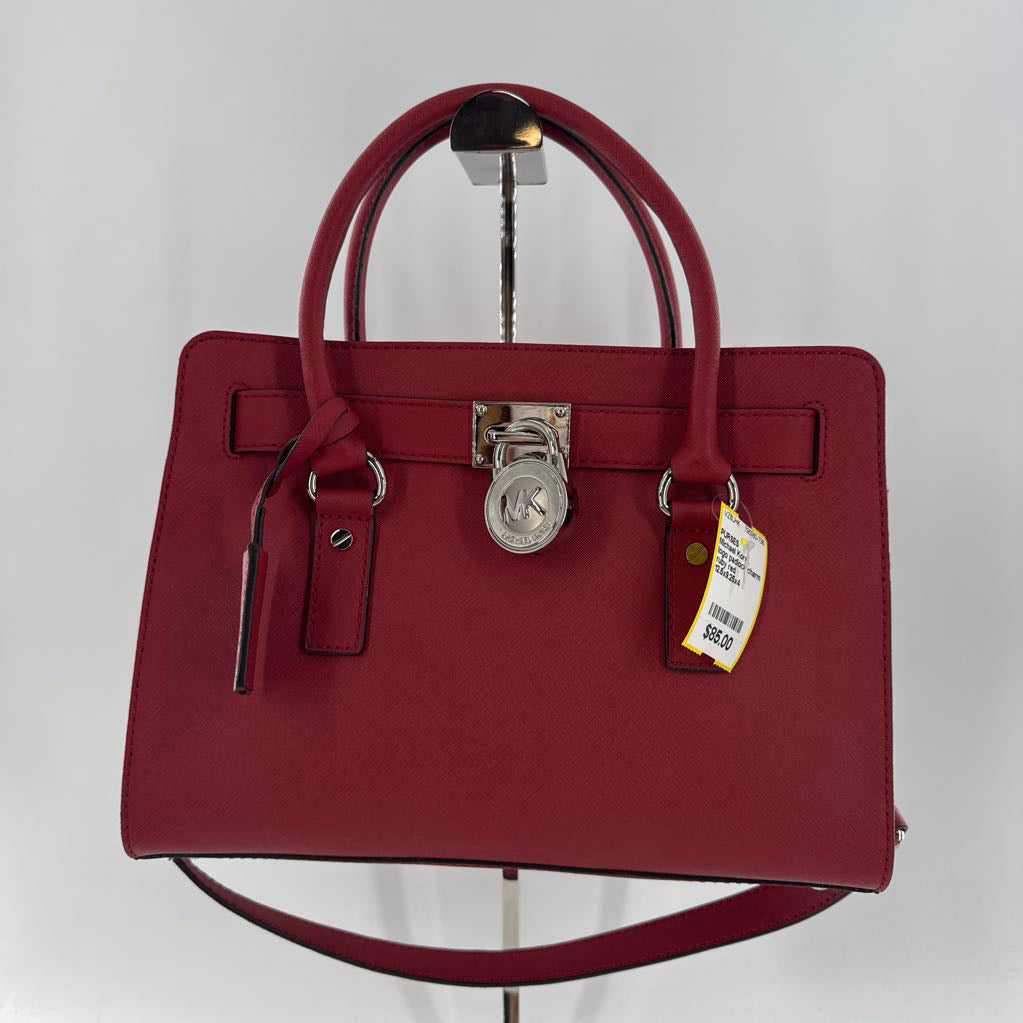 logo padlock charm chain strap dual handle satchel