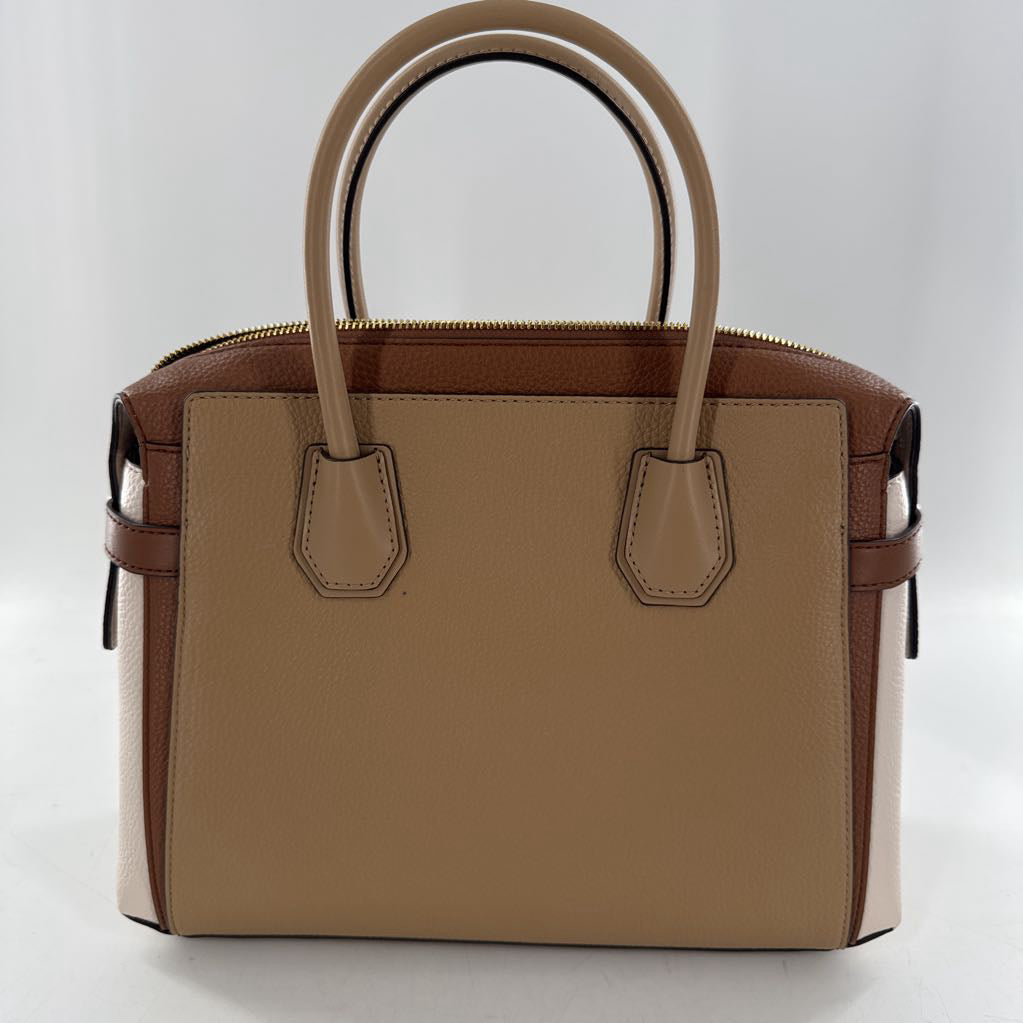 color block belted pebbled satchel