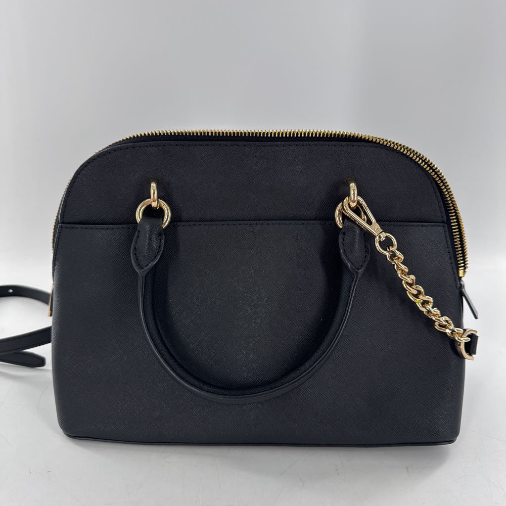 saffiano leather dome satchel w/ removable crossbody strap