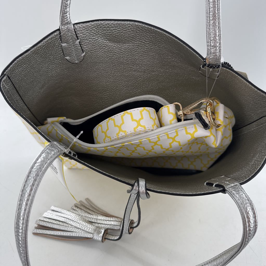 geometrically pattern tassel 2-in-one tote bag