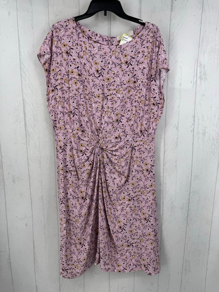 14 gathered flo print s/s dress