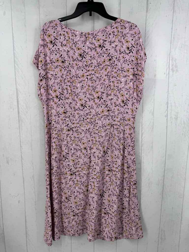 14 gathered flo print s/s dress