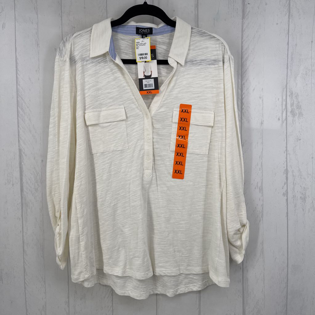XXL 1/2 button down tab slv tee