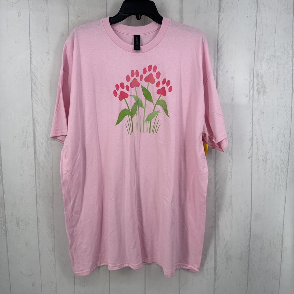 2XL graphic s/s tee-paw print flowers