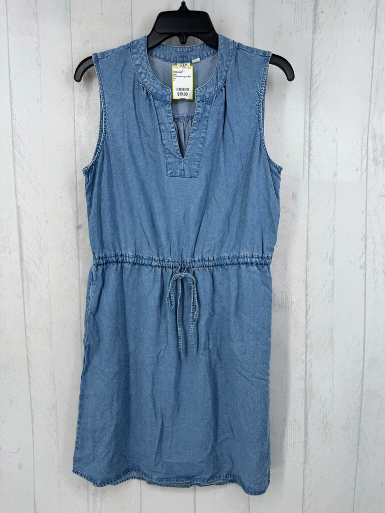 S drawstring waist slvls denim dress