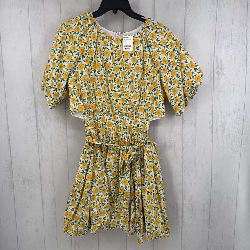 L flo print belted s/s dress