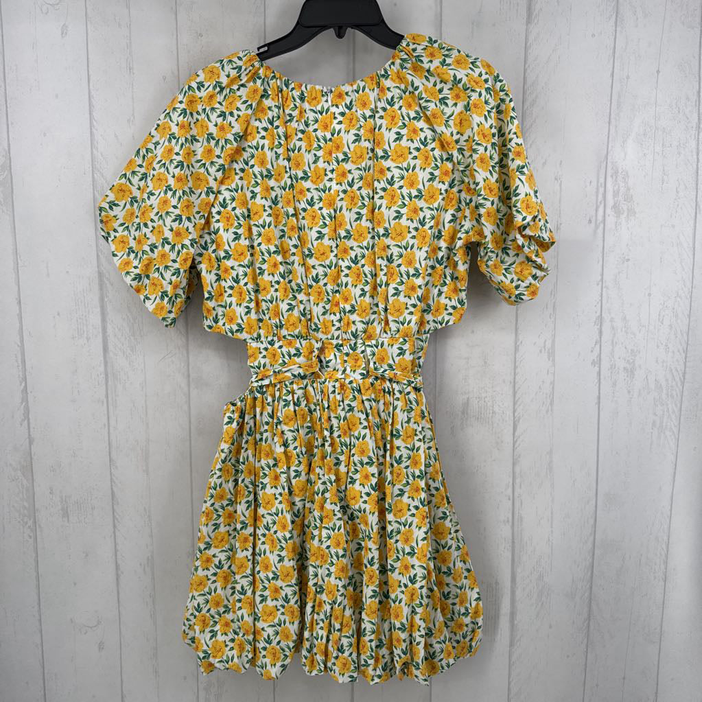 L flo print belted s/s dress