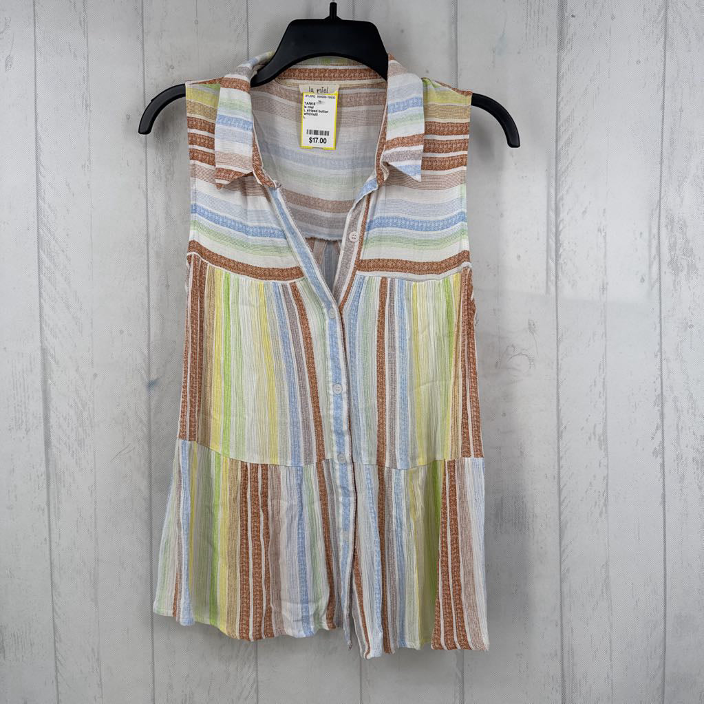 L striped button down tank