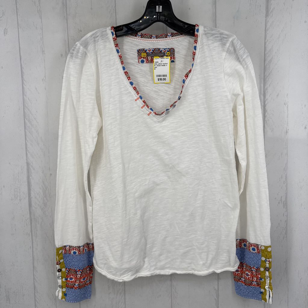 M mixed media v-neck l/s tee