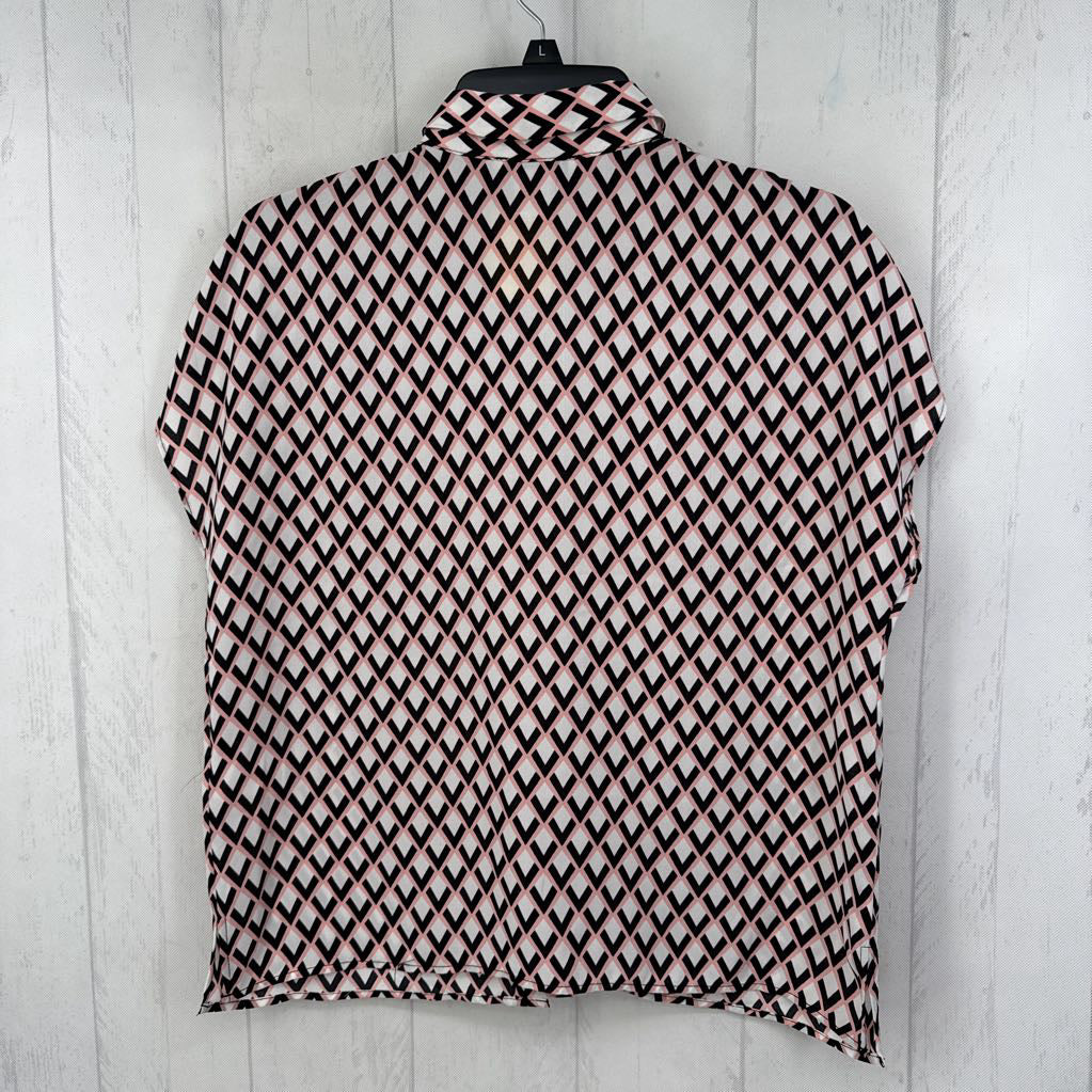 XS printed button down s/s top