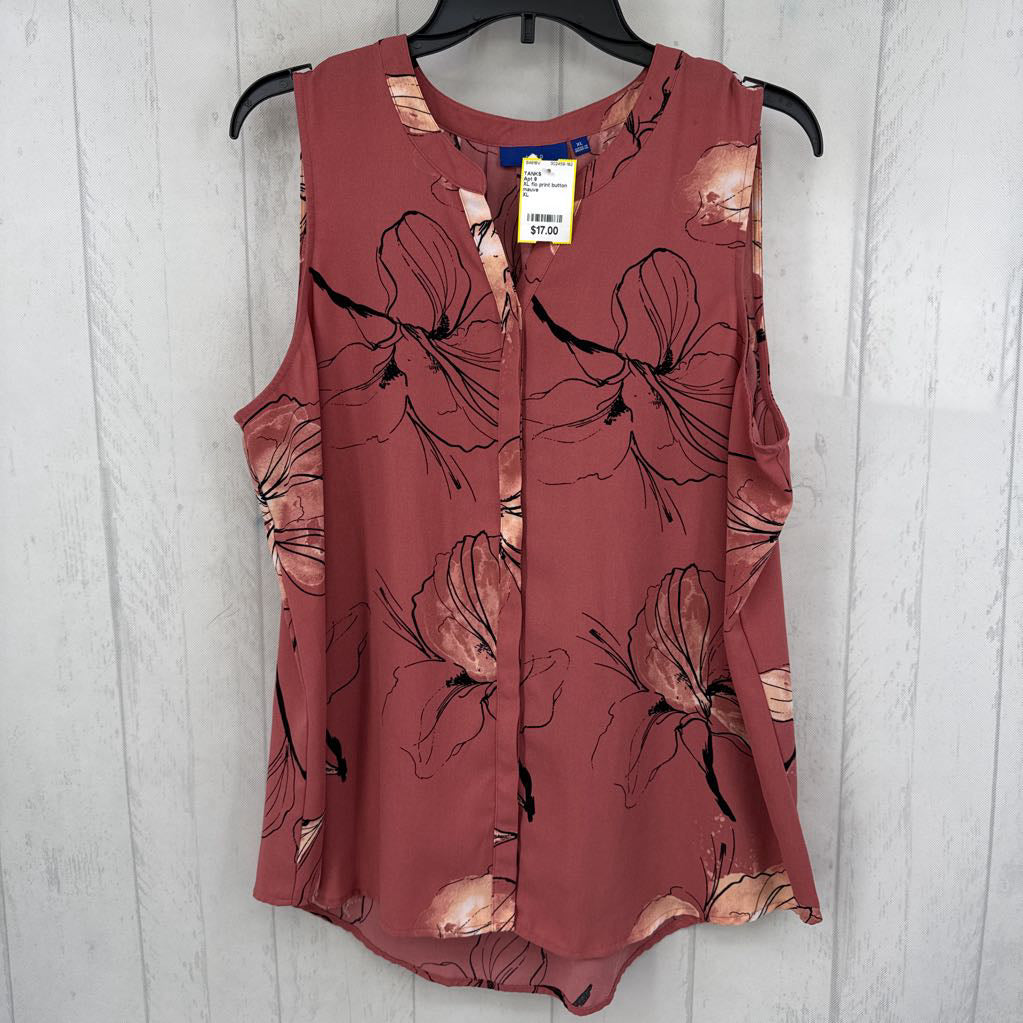 XL flo print button down tank