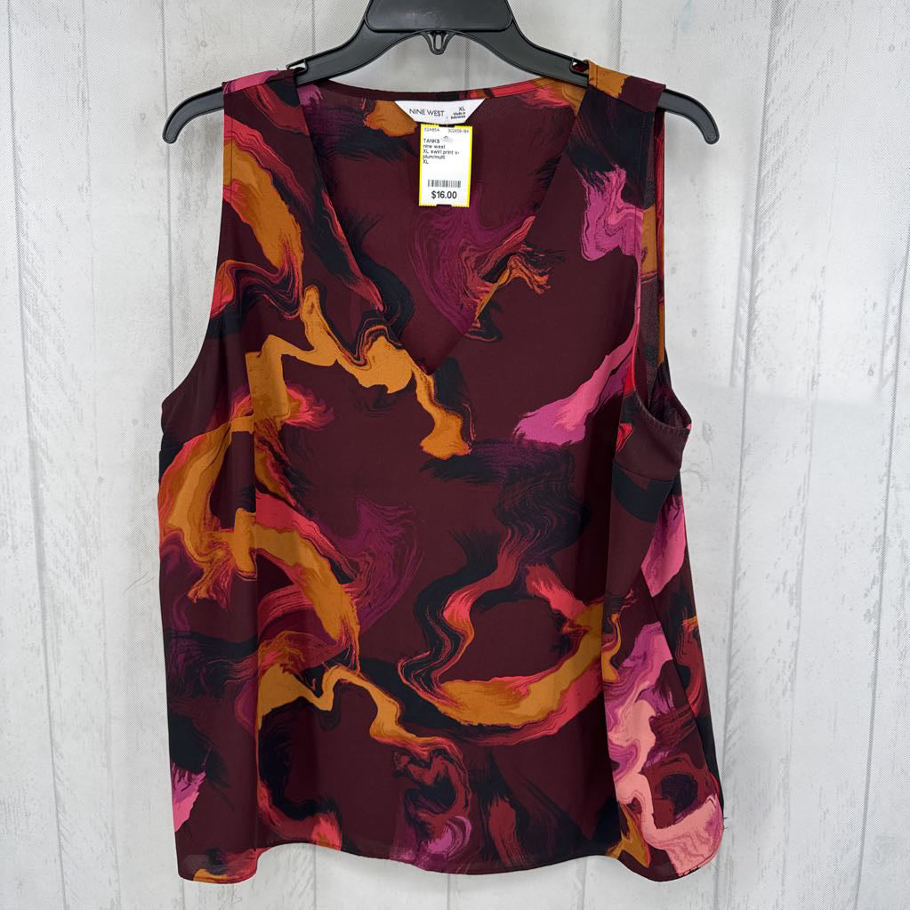 XL swirl print v-neck tank
