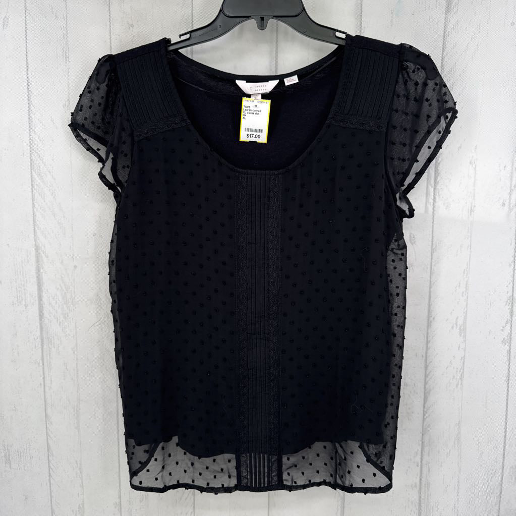 XL swiss dot scoop neck s/s top
